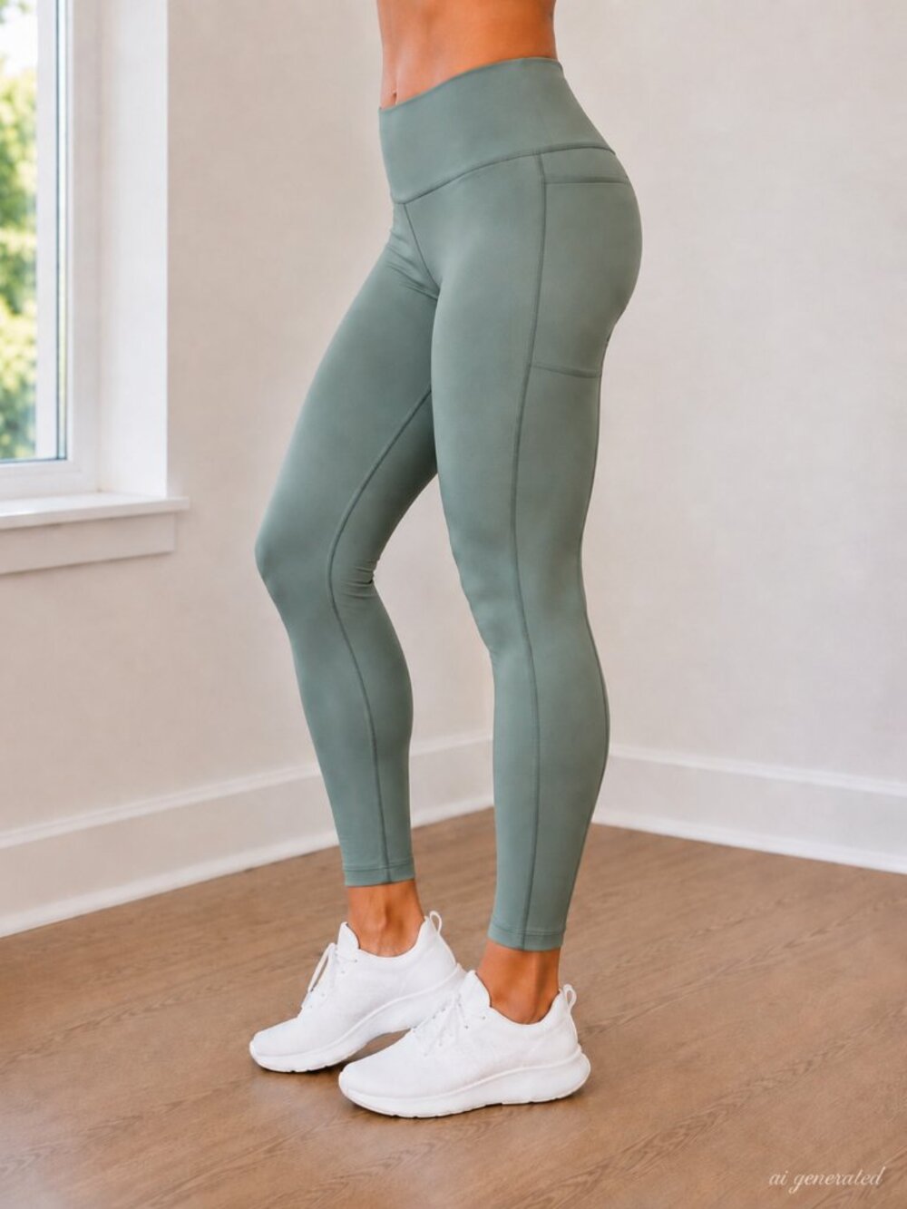 Sweaty Betty Super Sculpt High Waisted Sage Green Pocket Leggings L